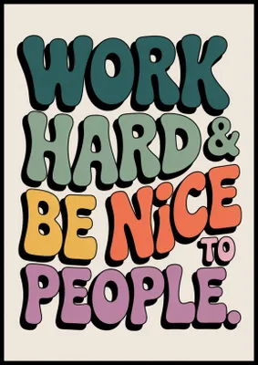 Produktbild von Poster 70x100cm Motivationsaffirmation Retro Vintage Für das Wohnzimmer Work Hard