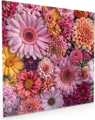 Produktbild von Küchenrückwand Spritzschutz Glas mit Motiv Bunte Blumenpracht 40 x 40 cm