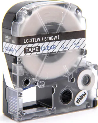 Produktbild von vhbw Schriftband-Kassette kompatibel mit Epson OK720, OK500P, OK900P Etiketten-Drucker 8m x 9mm Blau auf Transparent
