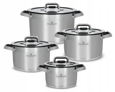 Produktbild von Topfset Zwieger Klassiker PRO Black 8-teilig Edelstahl induktionsgeeignet
