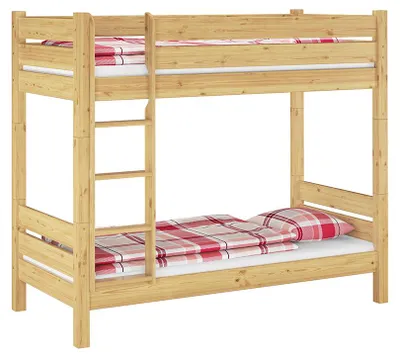Produktbild von Etagenbett stabil Stockbett Kiefer Zubehör wählbar 90x190 Nische 100 teilbar V-60.16-09-190T100Rollrost und Matratze inkl.