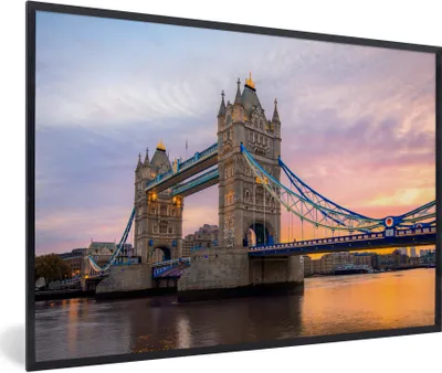 Produktbild von MuchoWow® Gerahmtes Poster Sonnenaufgang an der Tower Bridge in England 90x60 cm - Poster mit Schwarzem Bilderrahmen Wandposter Rahmen Foto Bilder - Fotorahmen - Foto-Plakat