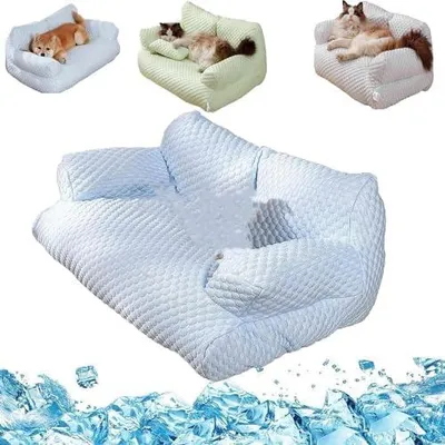 Produktbild von Ice Silk - Erfrischendes Kühlbett für Haustiere, atmungsaktiv, waschbar, Schlafsofa für Hunde, Kühlbett für Hunde, erfrischendes Schlafbett für den Sommer, gefrorenes Seidenbett, Betten
