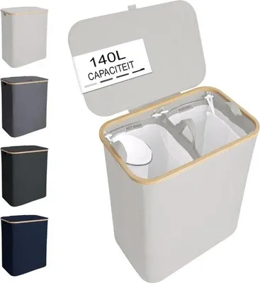 Obrázok produktu pre Košík na bielizeň s 2 priehradkami – vrece na bielizeň – 140 l