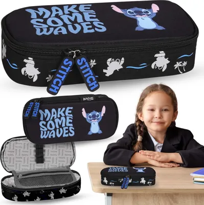 Obrázek produktu pro DISNEY Stitch Černý KOMOROVÝ školní penál, sáček pro dívky 5x22x10cm