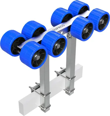 Produktbild von 8er Sliprollen mit 2 Stützen Sliphilfe Bootstrailer EVA SUPROD RKSRLB-8D-EVA, Ø 120 mm, blau/schwarz