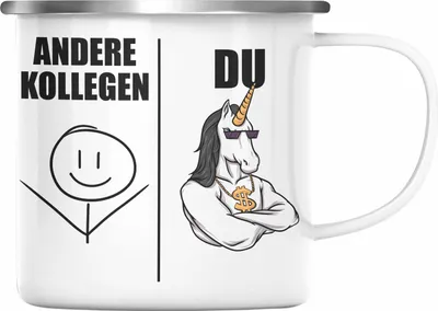Produktbild von Trendation - Bester Kollege Emaille Tasse Geschenk Lieblingskollege mit Spruch Danke Lustig (Silber)