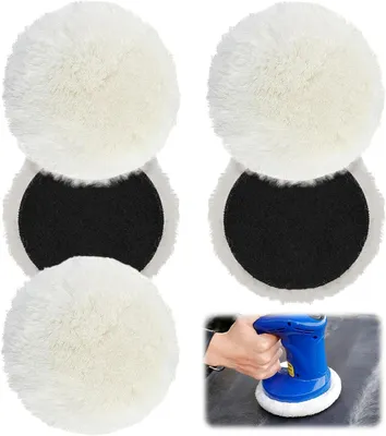 Produktbild von 5 Stück 150 mm Microfaser Polierpads, selbstklebende Polierhauben für Exzenterschleifer, Winkelschleifer und Akkuschrauber, geeignet für Autoaufbereitung, Autoscheinwerfer und Holz