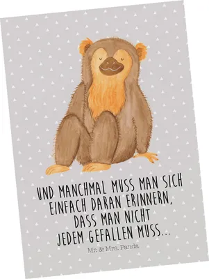 Produktbild von Mr. & Mrs. Panda Postkarte Affe - Grau Pastell - Geschenk, Fotokarte, Grußkarte, Respekt, Affen, Postkarten, Afrika, Motivation, Selbstbewusstsein, Liebe, Ansichtskarte