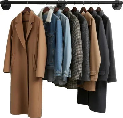 Produktbild von Kleiderständer, Wandmontage, platzsparendes Design, schwarz