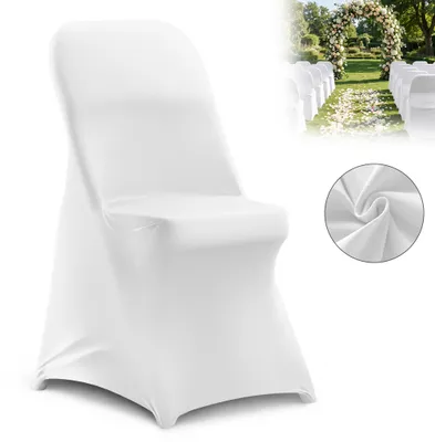 Produktbild von XMTECH Elastische Stuhlhussen Klappstuhl 45x50x90 cm Polyester Stretch Stuhlbezug Universal für Hochzeit Bankett Event 20er Set, Weiß