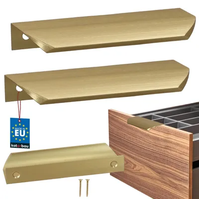 Produktbild von KOTARBAU® 2er Set Möbelgriff Schrankgriffe 116 mm Gold Matt ZnAl Hinterschraubgriffe Kantengriff Schubladengriffe Küche Modern
