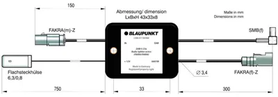 Immagine prodotto di Divisore di antenna attivo Blaupunkt DAB-S-33a (connettori FAKRA/FAKRA)