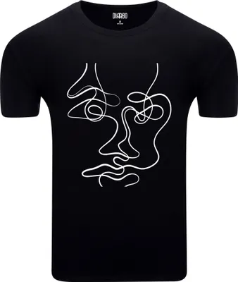 Produktbild von Diarbo Herren T-Shirt mit Abstraktes Druck Gesichtsporträt Schwarz Gr.XS