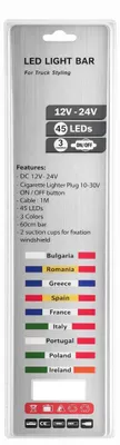Obrázok produktu pre LED pásik, 60 cm, 45 LED, 12V - 24V, čierno-červeno-žltý, dizajn nemeckej vlajky