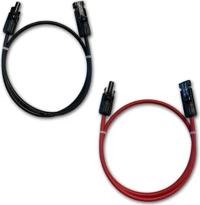 Produktbild von 2 x 5 Meter Solarkabel Verlängerungskabel Vollkupfer verzinnt 6mm2 mit Stäubli Solarstecker Solarverbinder MC4 beidseitig montiert für PV Photovoltaik Solaranlage Solar Kabel Verlängerung Solarpanel schwarz und rot 6 mm2 6 mm²