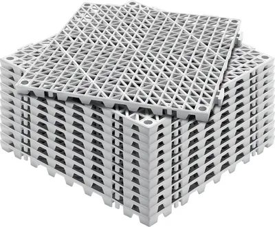 Obrázok produktu pre VEVOR Zámková dlažba 12 ks. Dlažba na podlahu Odvodňovacia dlažba, dlažba 30 x 30 cm Vonkajšia štvorcová dlažba Terasa PVC dlažba Kúpeľňa, bazén, WC, sivá