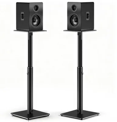 Produktbild von Lautsprecherständer, verstellbare Höhe, Metall, schwarz, Tragfähigkeit: 10 kg, Standfuß, für Hi-Fi-Lautsprecher