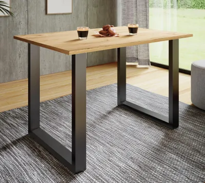 Produktbild von VCM Holzesstisch | H. 76 x B. 140 x T. 80 cm | hochwertiges und massives Fußgestell | Füße aus Eisen | Küchentisch - Xona U