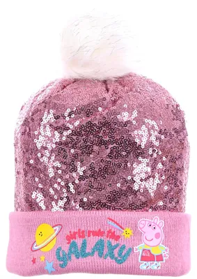 Produktbild von 2-tlg. Winter Set: Peppa Pig Bommelmütze & Handschuhe mit Pailletten 52 cm