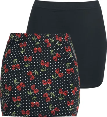 Produktbild von Rock Rebel by EMP Damen schwarze Röcke im Doppelpack - elastischer, bequemer Baumwolljersey L