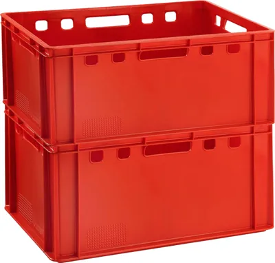 Image de 2 x Eurofleischkiste, caisse de boucherie, boîte de stockage couleur rouge, norme E3 (2xE3 rouge)