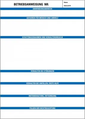 Produktbild von Ersatzvordrucke für Maschinenbetriebsanweisungen, Papier, DIN A4, 25/VE