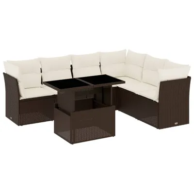 Produktbild von 7-tlg. Garten-Sofagarnitur mit Kissen Braun Poly Rattan