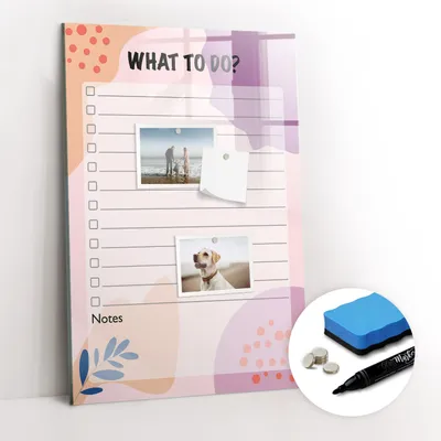 Produktbild von Magnetische Notiztafel - Schwarzer Marker + Schwamm + Magnete - 40 x 60 cm - What to do
