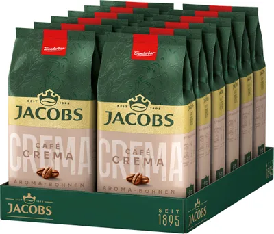 Produktbild von JACOBS Kaffeebohnen Café Crema Aroma-Bohnen ganze Bohne geröstet 12 x 500 g
