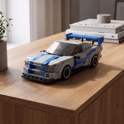 Produktbild von BlockBuddie™ R34 inspirierter Rennwagen Klemmbaustein Modell 332 Teile | MOC DIY Bausatz Fahrzeug Spielzeug Geschenk