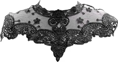 Produktbild von Spitze bestickter falscher Kragen hohle durchsichtige Spitze Blumenmuster falscher Kragen Spitze verziertes Kleidungszubehör-Schwarz