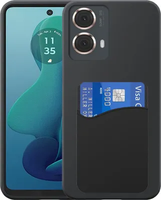 Zdjęcie produktu dla Etui na telefon Motorola Moto G 2024 z silikonowym uchwytem na kartę - elastyczne etui na tył z silikonu TPU z silikonowym uchwytem na kartę - czarne - Smartphonics