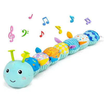Produktbild von Baby Sensorik Spielzeug Raupe mit Musik, Beißring & Rassel – Plüsch Greifspielzeug ab 0 Monate