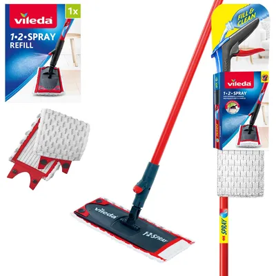 Obrázok produktu pre Vileda 1-2 Spray plochý rozprašovací mop/balenie náplní, červený
