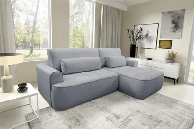 Produktbild von Ecksofa mit Schlaffunktion HUNTER Sofa in Stoff Cloud Grau Ottomane Rechts