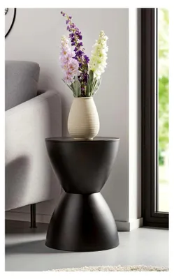 Produktbild von Beistelltisch/Hocker Sanduhr aus Metall, schwarz Ø 32 x 45 cm, Blumentisch, Sitzhocker