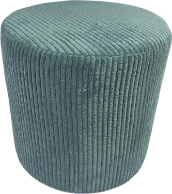 Produktbild von Cord-Hocker POSO 40x40 cm gepolstert rund – weiches Sitzkissen oder Fußhocker für Wohnzimmer – Petrolblau
