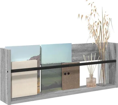 Produktbild von "Winter Sale" Magazinregal Graues Sonoma 80 x 12 x 30cm Holzwerkstoff - Zeitungsständer clorisNeu343824 - Zeitungsständer