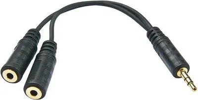 Obrázek produktu pro Rozbočovač sluchátek – audio adaptér – pro sdílení hudby – dva výstupy – 60 mm – černá barva