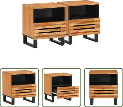 Produktbild von The Living Store Nachttische 2 Stk. 40x34x46 cm Massivholz Akazie