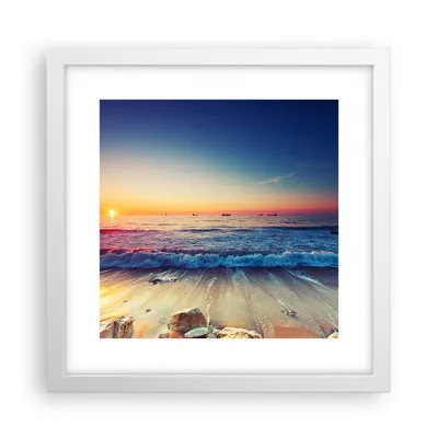 Produktbild von Gerahmtes Poster - Weißer Rahmen - Meer Strand Welle - 30x30 cm - Wand Bild - Wanddeko - Wandbilder - Kunstposter - Wandposter - Bilderrahmen - Bilder - Kunstdruck - Wandbild - P2WAC30x30-3613