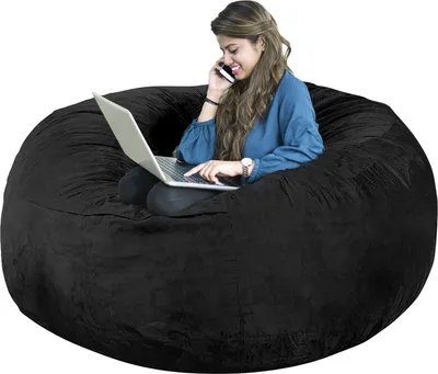 Image de (5ft, noir)Bean Bag Chair CoverCoussin de chaise, pouf multifonctionnel(housse uniquement, pas de rembourrage)