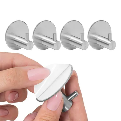 Produktbild von 4 x Wandaufhänger, 4 Haken, Silber