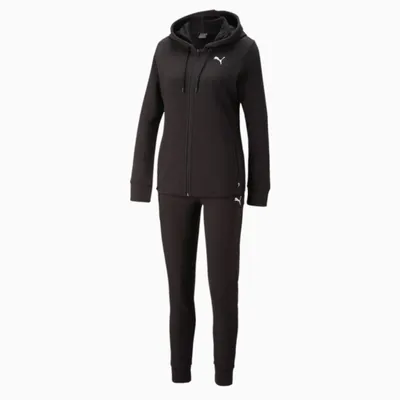 Produktbild von Puma Jogginganzug Damen aus Baumwolle mit Kapuze, Farbe:Schwarz, Größe:S
