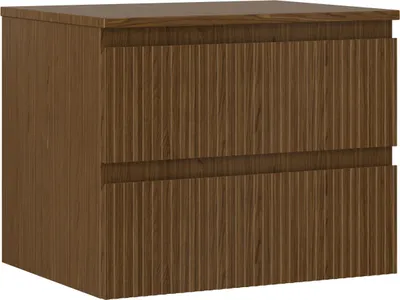 Produktbild von Mexen Rivel Badezimmerschrank 60 cm mit Arbeitsplatte, 2 Schubladen, geriffelt, Nussbaum - 91A20-06047-2-BFFC86