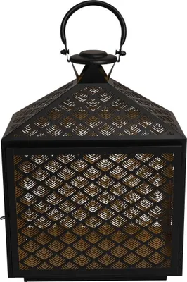 Produktbild von Laterne KIRA klein Metall schwarz gold rechteckig 30x16x40cm