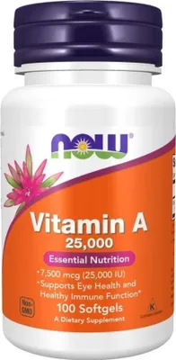 Produktbild von Vitamin A 25000 IU 100 Kapseln NOW FOODS