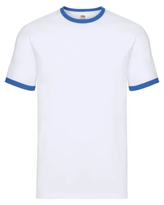 Produktbild von Fruit of the Loom - "Ringer" T-Shirt für Herren FK3029 (S) (Weiß/Königsblau)