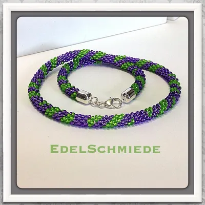 Produktbild von Häkelkette, Lila und Grün mit 925/- Verschluß